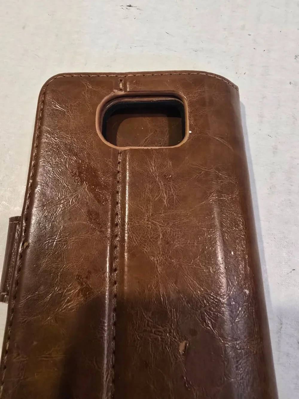 Phone Case Brown Leather Magnetic Closure Wallet Credit Cards 3